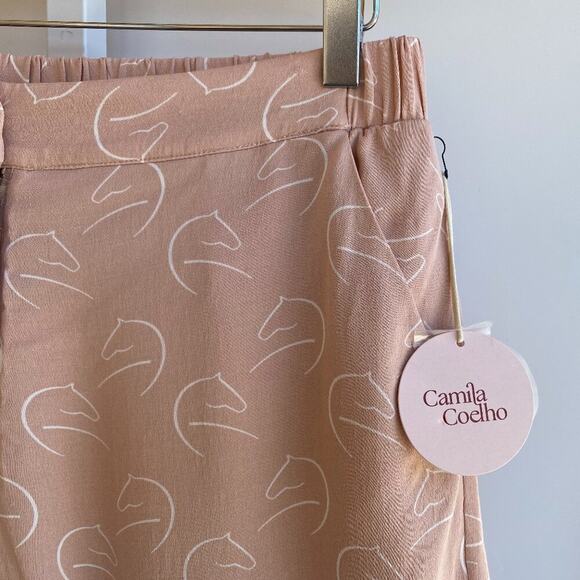 NWT Camila Coelho Shorts Horse Motif Sketches sz M CUTE! - Picture 6 of 14